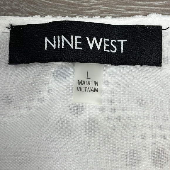 NWT Nine West Short Sleeve Cold Shoulder Crochet Lace Blouse L - Picture 11 of 15